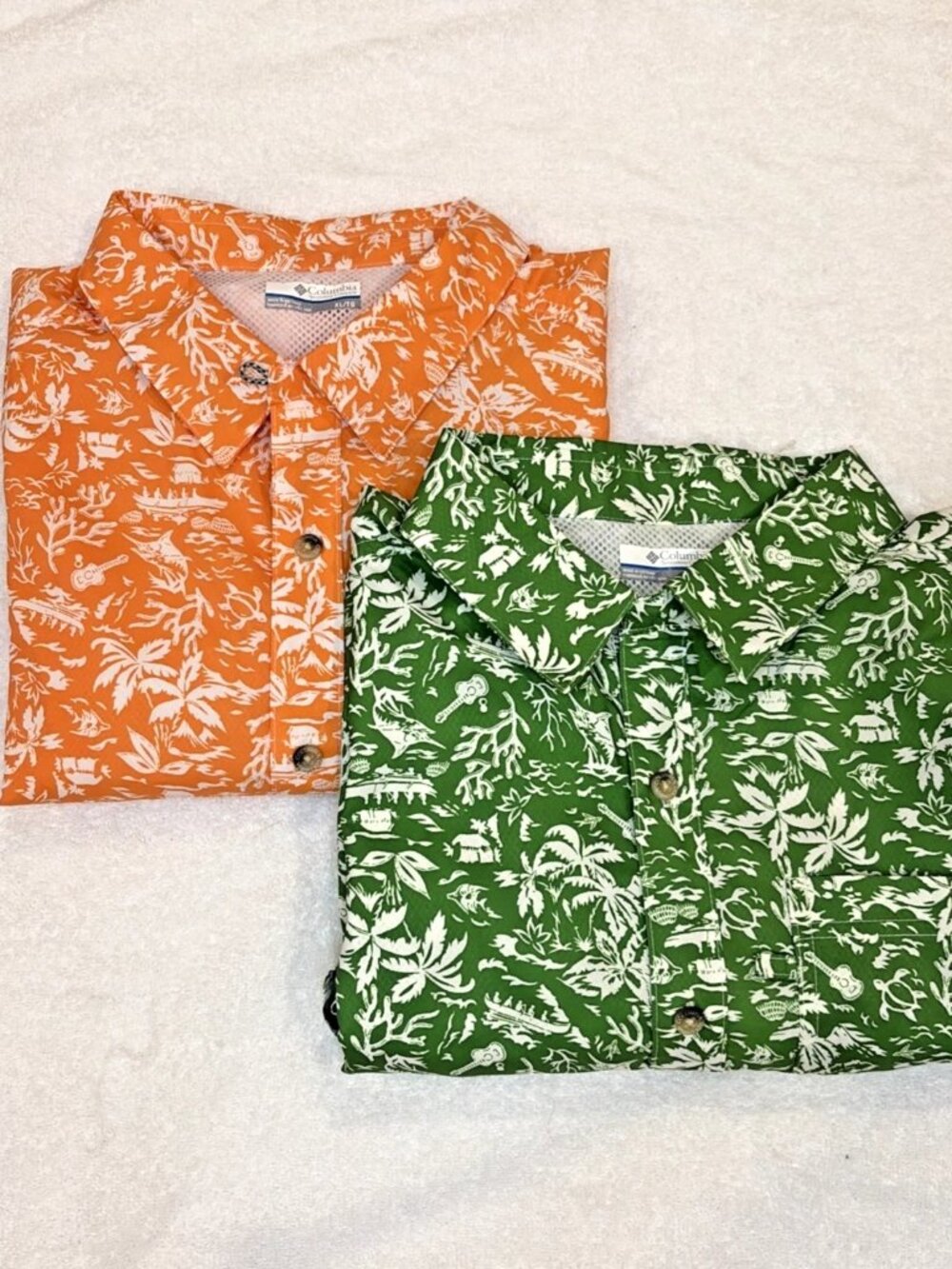 Lot of 2 Columbia PFG Shirt Men's XL Hawaiian Outdoor Fishing Lightweight Vented